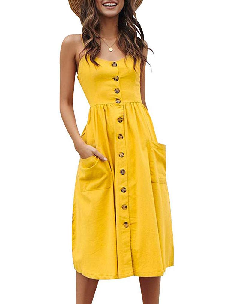 <br><br><strong>Halife</strong> Faux Button-Front Midi Dress, $, available at <a href="https://amzn.to/3wRAIZm" rel="nofollow noopener" target="_blank" data-ylk="slk:Amazon" class="link ">Amazon</a>