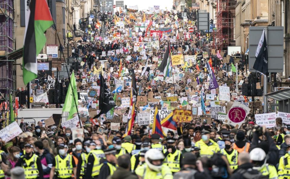 Thousands marched through the streets o Glasgow on Friday (Danny Lawson/PA) (PA Wire)