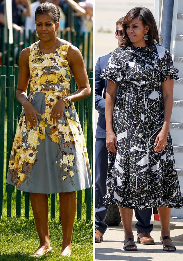 Michelle Obama was photographed in both heels and flats while she was First Lady. Photo: Getty