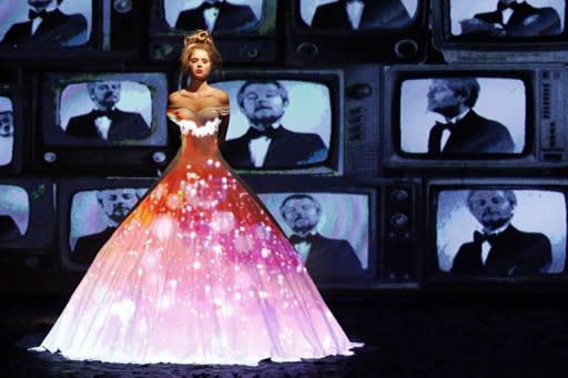 A model presents a creation by French designer Frank Sorbier during Haute Couture Fall-Winter 2012-2013 collections shows in Paris