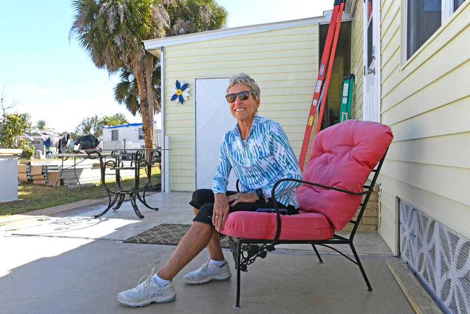 Kathy Armstrong and her husband Jim Shatford, off camera, returned from Nova Scotia to find their seasonal home severely damaged. But still they were very lucky and have been doing some of the repairs themselves. Hurricane Ian severely damaged North Port's Holiday Park – an 836-home retirement community. Ian was the third-most expensive weather catastrophe on record, and one of the worst storms to hit Florida since the 1935 Labor Day hurricane.