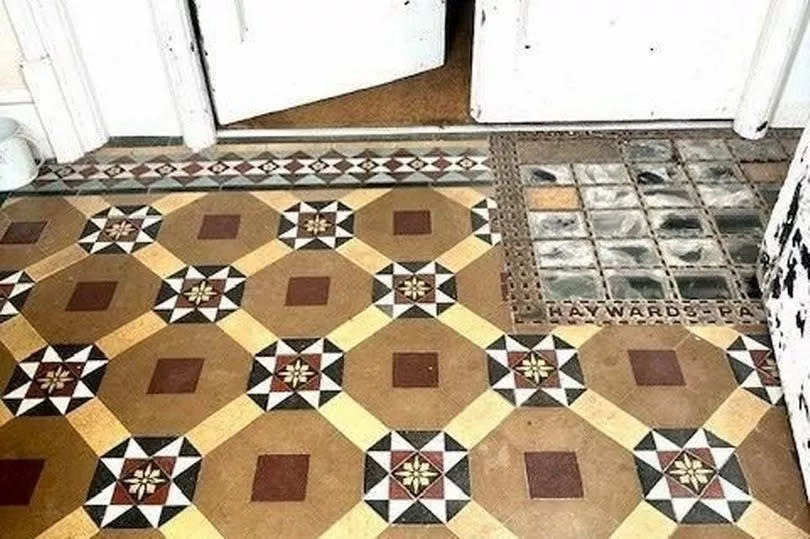 A joy to see some Minton floor tiles from the past still in place in the present