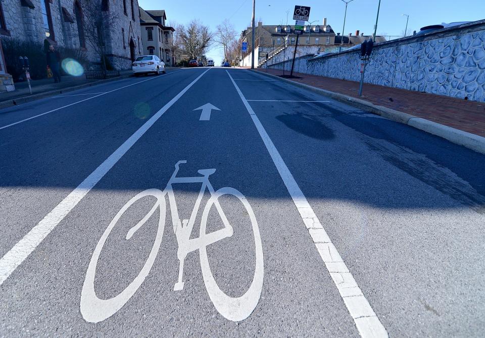 A bike lane on South Prospect Street in Hagerstown.