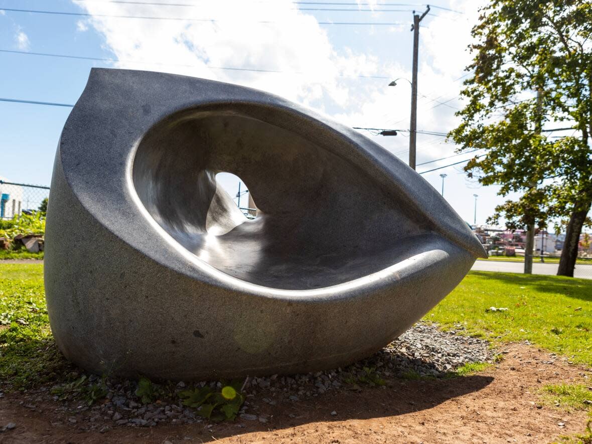 Canadian artist Phil Savage created this piece titled 'Pod' for Rainbow Park in Saint John in 2018. He began with Sculpture Saint John as an intern in 2016, and returns this year as one of eight participants. (Sculpture Saint John - image credit)