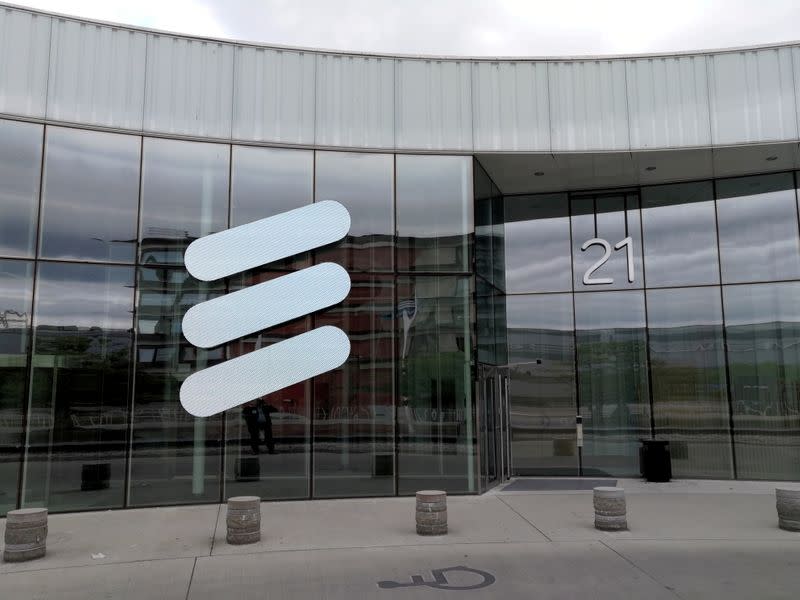 FILE PHOTO: The Ericsson logo is seen at the company's headquarters in Stockholm