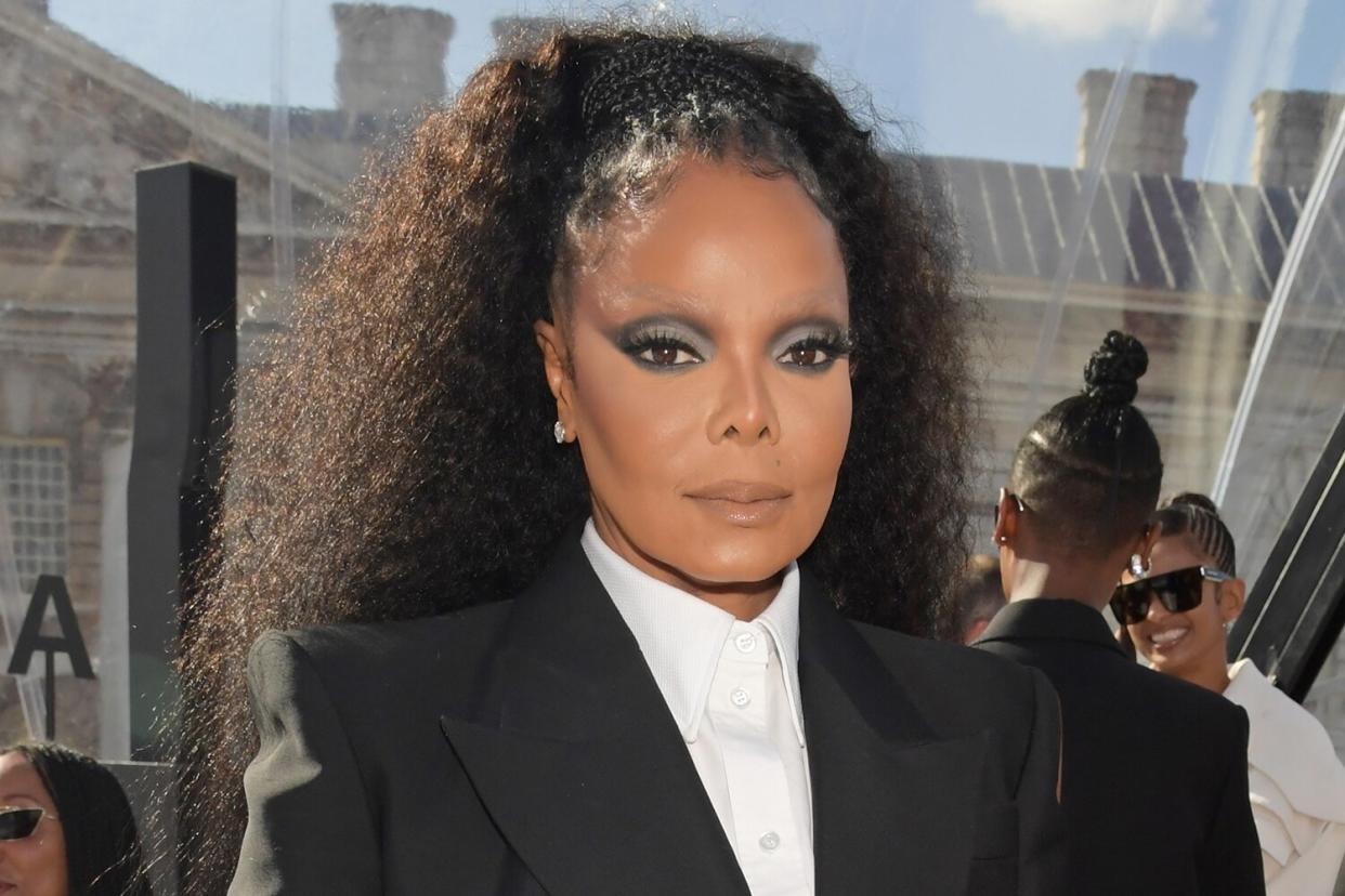 Janet Jackson attends the Alexander McQueen SS23 Womenswear show at the Old Royal Naval College on October 11, 2022 in Greenwich, England.