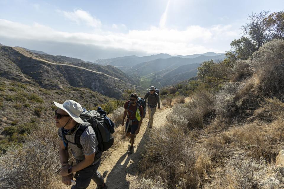 <div class="inline-image__caption"><p>Hikers along the improved Trans-Catalina Trail.</p></div> <div class="inline-image__credit">Allen J. Schaben/Getty</div>