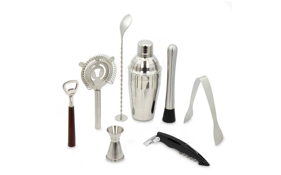 <p>For the friend who's looking to get into bartending, this multi-purpose set is guaranteed to impress.</p> <p>To buy: <a rel="nofollow noopener" href="https://www.amazon.com/Cocktail-Shaker-Professional-8-piece-Boston/dp/B01H8FP1ZS/ref=sr_1_13" target="_blank" data-ylk="slk:Amazon;elm:context_link;itc:0;sec:content-canvas" class="link ">Amazon</a>, $32.99</p>