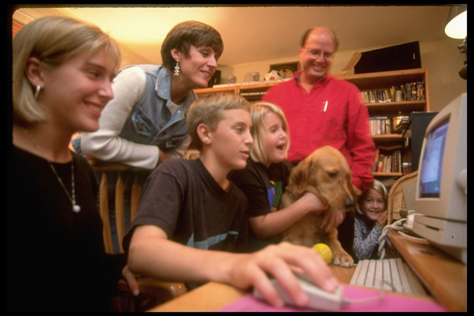 A family around the computer