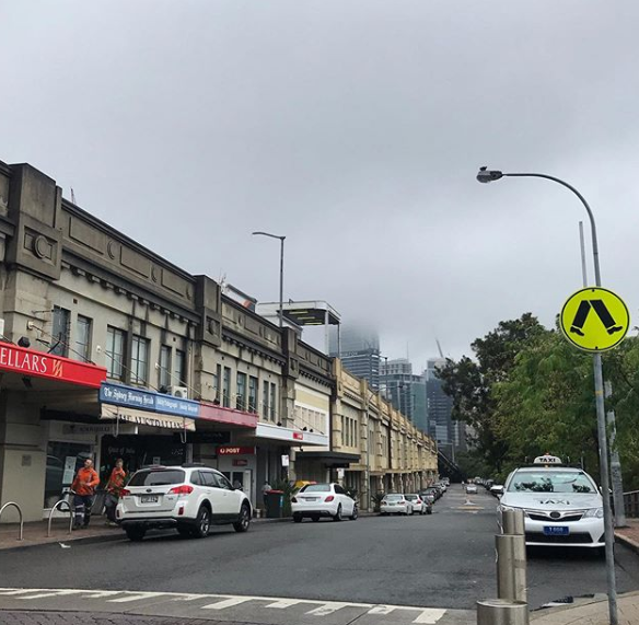 Clouds can be seen hanging above North Sydney and Milsons Point on Monday morning.