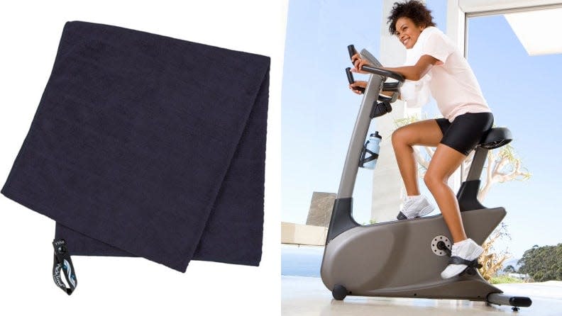 Keeping a towel close by as you ride is a great way to prevent sweat from hitting the floor.