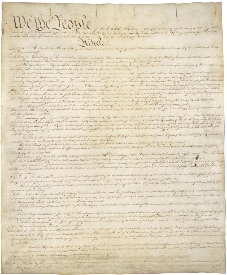 The first page of the U.S. Constitution.