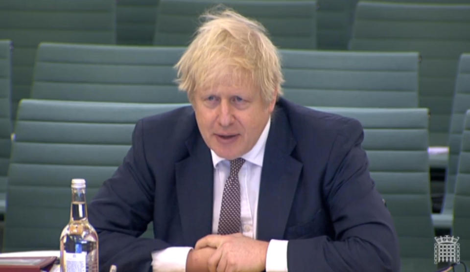 Boris Johnson at the liaison committee meeting on Wednesday. (PA)