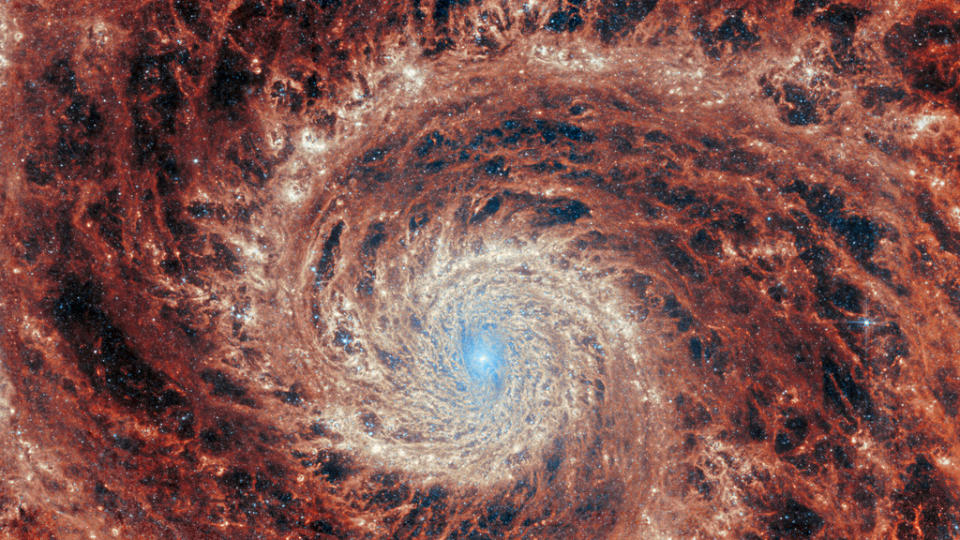 Stunning photograph of spiral galaxy M51 named as JWST's top image of 2023