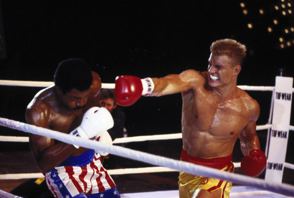 Release Date: November 27, 1985 Movie Title: Rocky IV Director: Sylvester Stallone Studio: MGM Plot: Rocky Balboa, heavyweight champion of the world, is the trainer of Apollo Creed in an exhibition match against Ivan Drago, a 