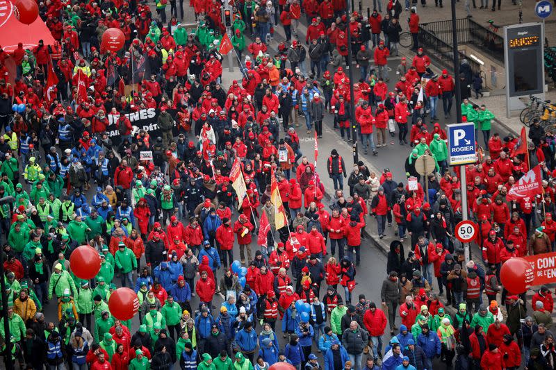 People demonstrate against the rising cost of living in Belgium