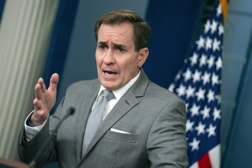 National Security Council spokesman John Kirby speaks during a press briefing at the White House, Wednesday, Jan. 3, 2024, in Washington. (AP Photo/Evan Vucci)