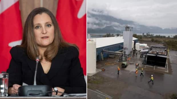 Deputy Prime Minister and Finance Minister Chrystia Freeland told Rosemary Barton, CBC's chief political correspondent, that leaders of the Alberta energy sector had been in touch with her since the budget release. (Adrian Wyld/Darryl Dyck/The Canadian Press - image credit)