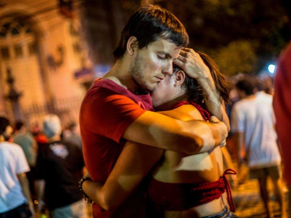 Supporters of left-wing candidate Fernando Haddad react to his defeat (AFP/Getty)