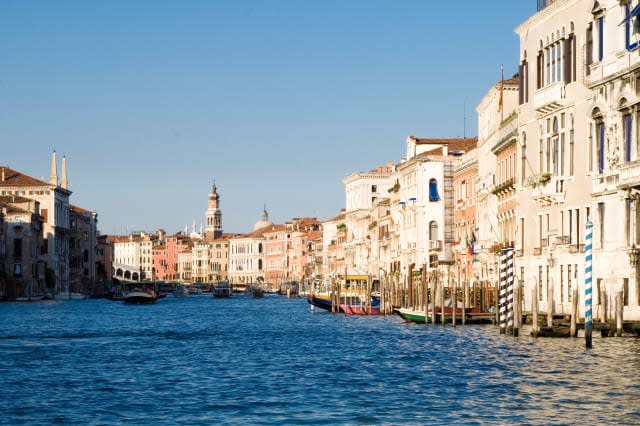 view of grand canal from boat in venice