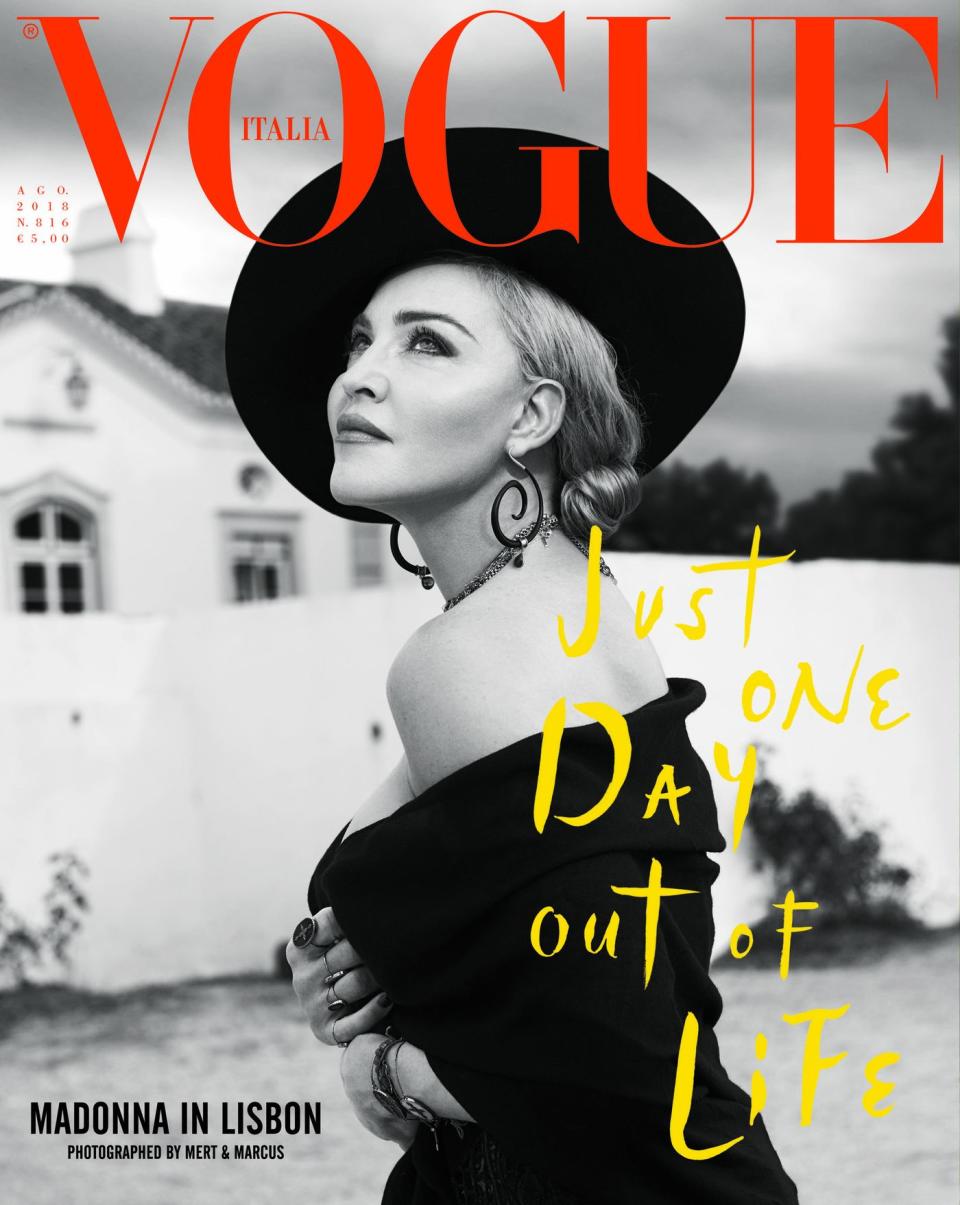 Madonna on one of the two covers of Vogue Italia.