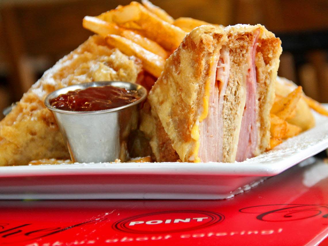 This sandwich is the Monte Cristo at Chef Point Cafe, the famed gourmet restaurant at a Conoco Station in Watauga.
