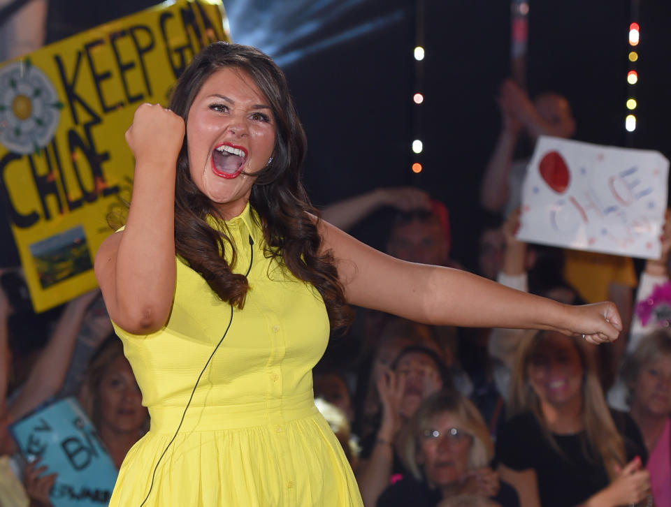 Chloe Wilburn is crowned the winner of the Big Brother: Timebomb house at Elstree Studios on July 16, 2015 in Borehamwood, England.  (Photo by Karwai Tang/WireImage)