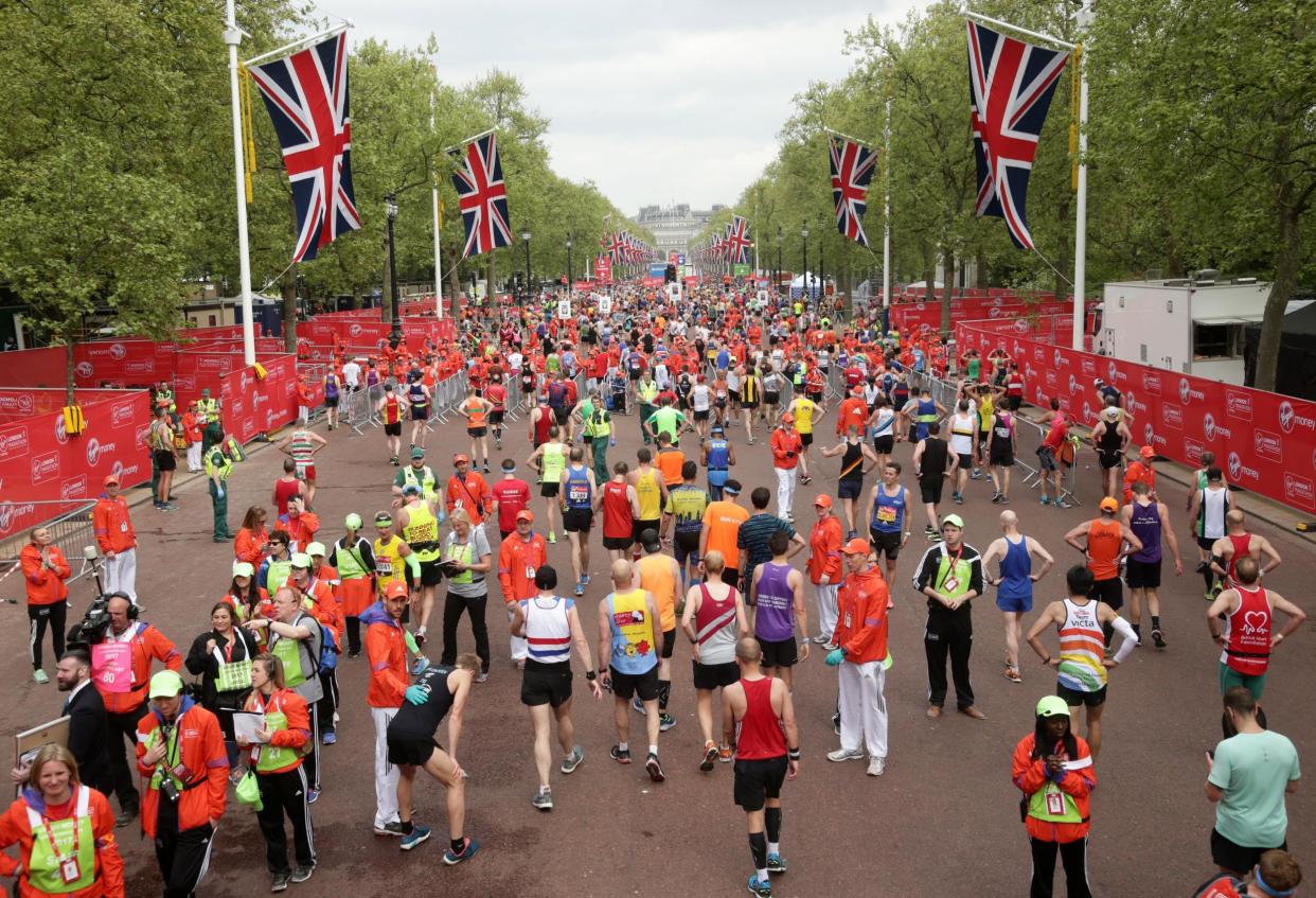 Reaching the end: The London Marathon: Yui Mok/PA Wire