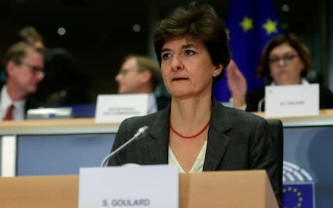 Sylvie Goulard, during her second hearing before the European Parliament in Brussels - Credit: Olivier Hoslet/Rex