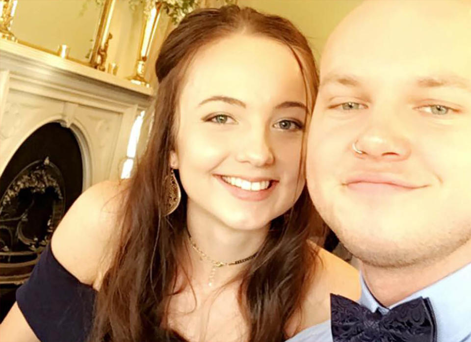 Dean Gray, 25, is pictured with fiancee Taylor Baxter.