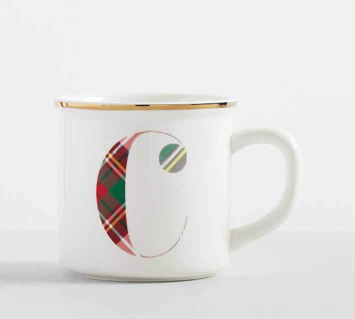 Stewart Plaid Alphabet Stoneware Mug