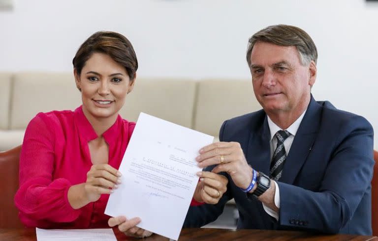 Michelle y Jair Bolsonaro, durante la campaña