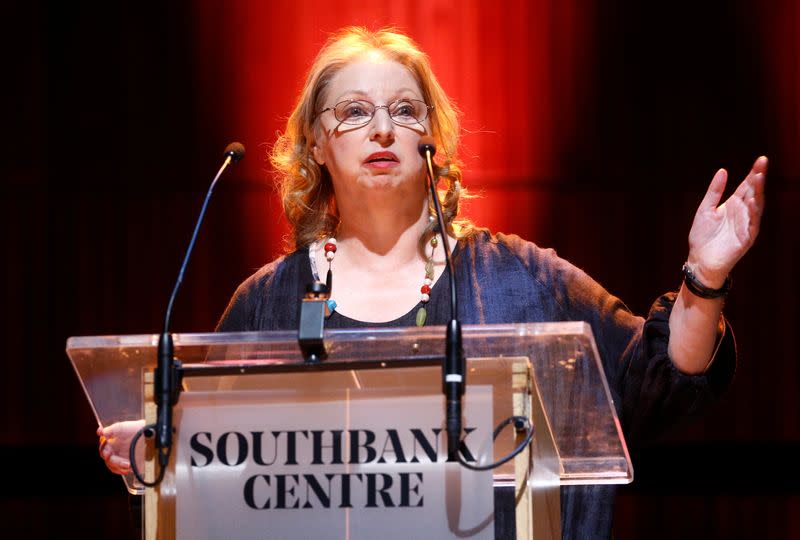 Author Hilary Mantel speaks during a presentation of her new novel The Mirror & the Light at the Royal Festival Hall in London