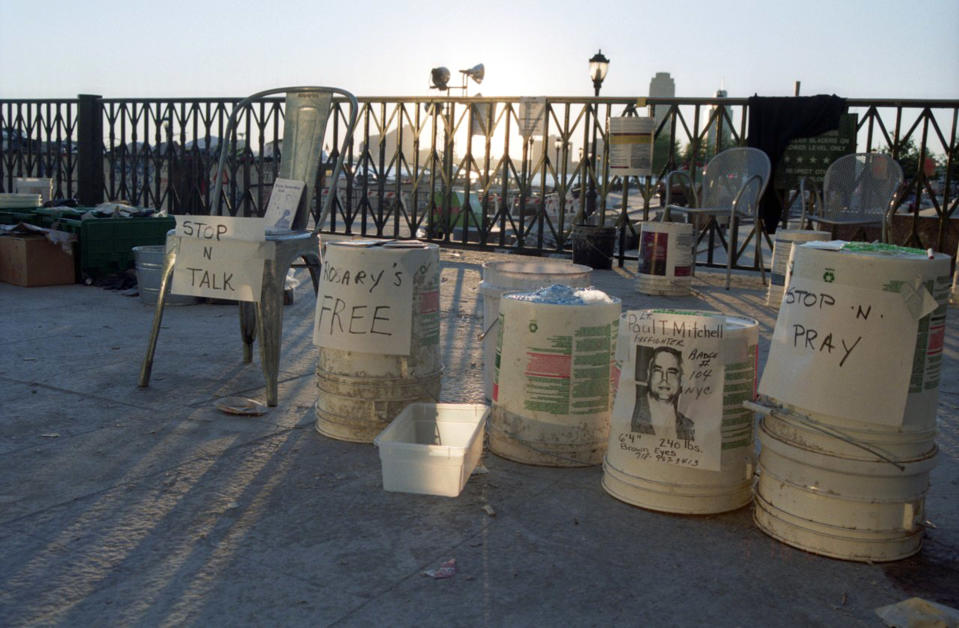 A tribute set up by members of the public encouraging people to talk about what they had seen. (Caters)