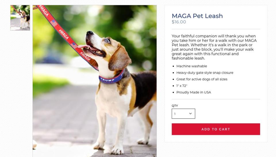 (Photo: <a href="https://shop.donaldjtrump.com/products/maga-pet-leash" target="_blank">DonaldJTrump.com</a>)