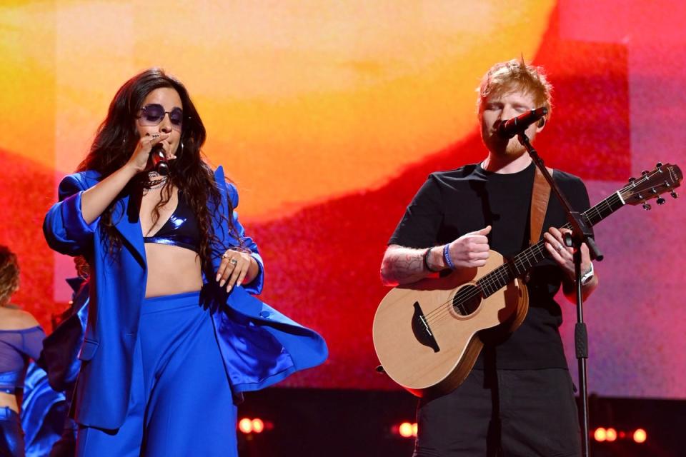 Cabello and Ed Sheeran perform during a Concert for Ukraine at Birmingham’s, Resorts World Arena in 2022 (Getty Images)