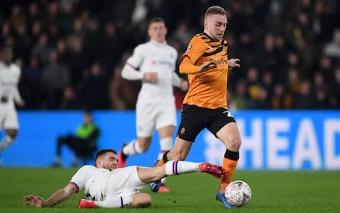 Jarrod Bowen of Hull City is challenged by Mateo Kovacic of Chelsea during the FA Cup Fourth Round match between Hull City FC and Chelsea  - Credit: GETTY IMAGES