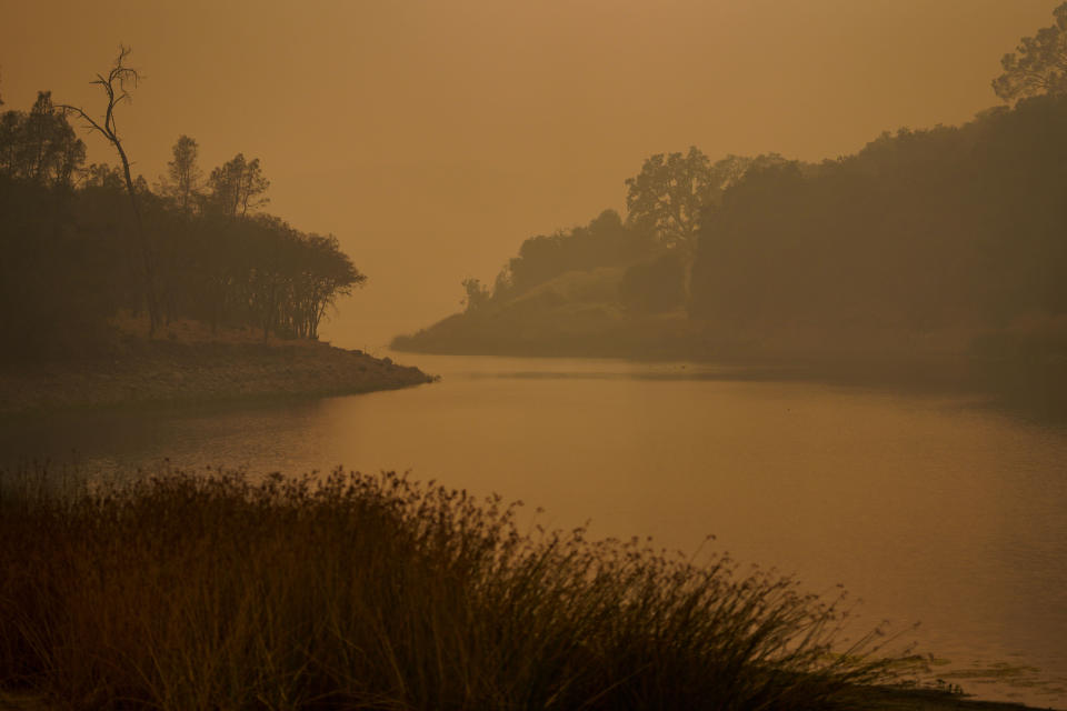 Smoke lingers over Lake Hennessey in Napa County on Wednesday. 