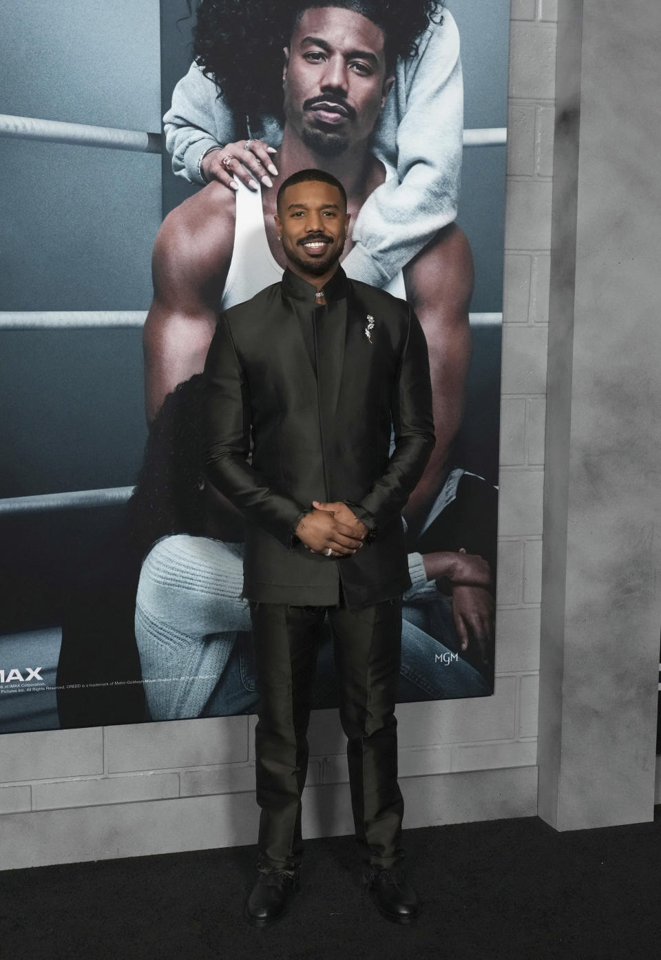 Michael B. Jordan arrives at the premiere of "Creed III" on Monday, Feb. 27, 2023, at TCL Chinese Theatre in Los Angeles. (Photo by Jordan Strauss/Invision/AP)