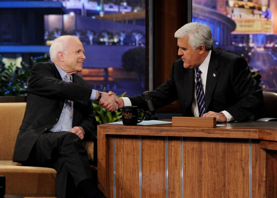 <p>McCain appears on <em>The Tonight Show With Jay Leno</em> on February 29, 2012.</p>