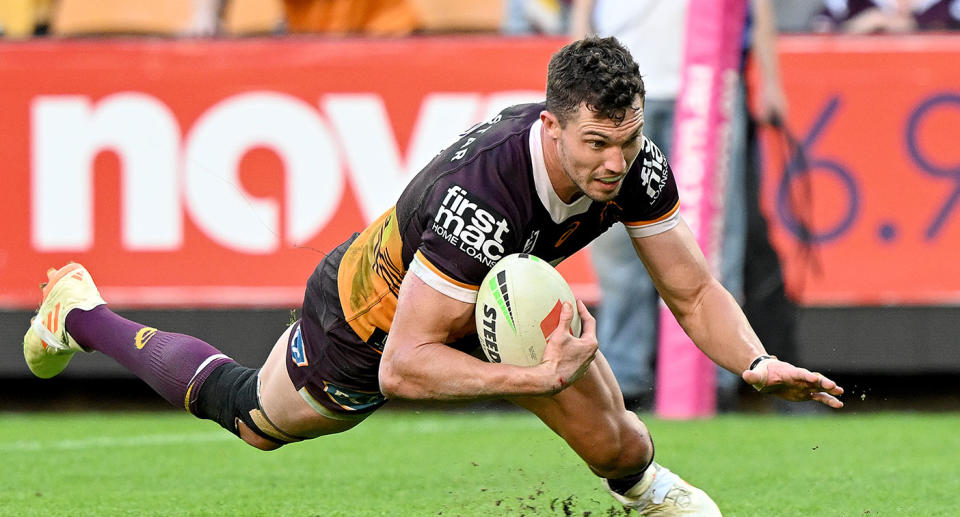 Seen here, Corey Oates crossing for a disallowed try against the Titans in round 17. 