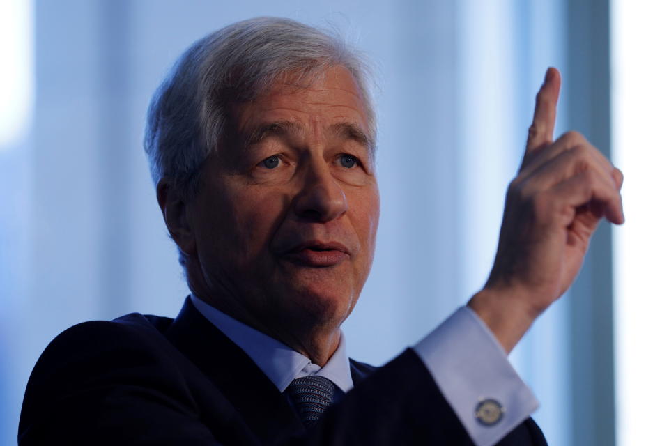 JP Morgan CEO Jamie Dimon speaks at the Boston College Chief Executives Club luncheon in Boston, Massachusetts, U.S., November 23, 2021. REUTERS/Brian Snyder