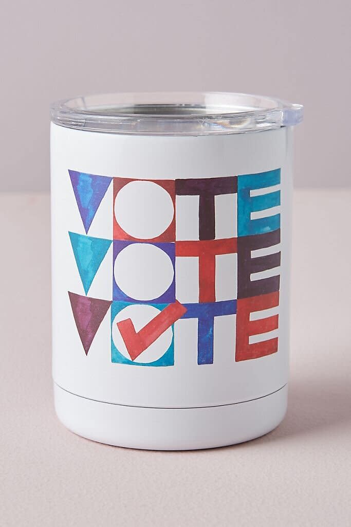 It might not be microwave-safe, but it does have a message: vote. And it says it three times so you won't forget. <br /><br /><a href="https://fave.co/3ixhAYX" target="_blank" rel="noopener noreferrer">Find it for $26 at Anthropologie</a>.