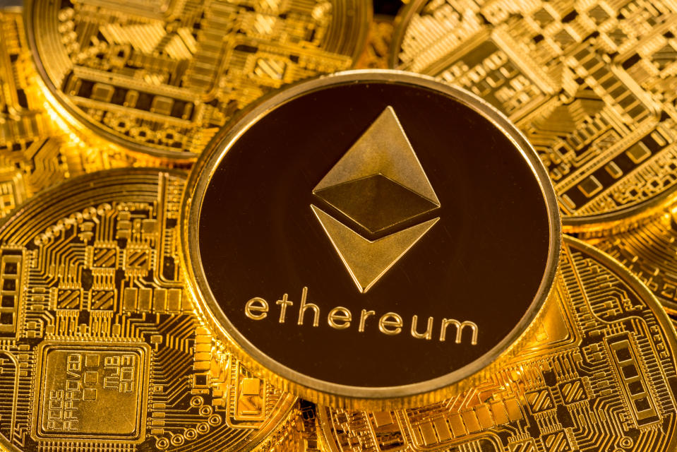 Ethereum or ether coin illustration. Photo: Getty