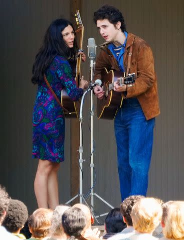 <p>TheImageDirect.com</p> Monica Barbaro and Timothée Chalamet on the set of 'A Complete Unknown' at Echo Lake Park, New Jersey on April 15