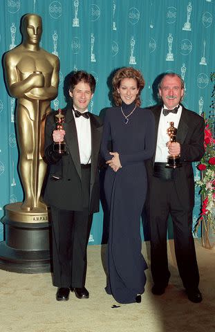 <p>Frank Trapper/Corbis via Getty </p> James Horner, Celine Dion and Will Jennings