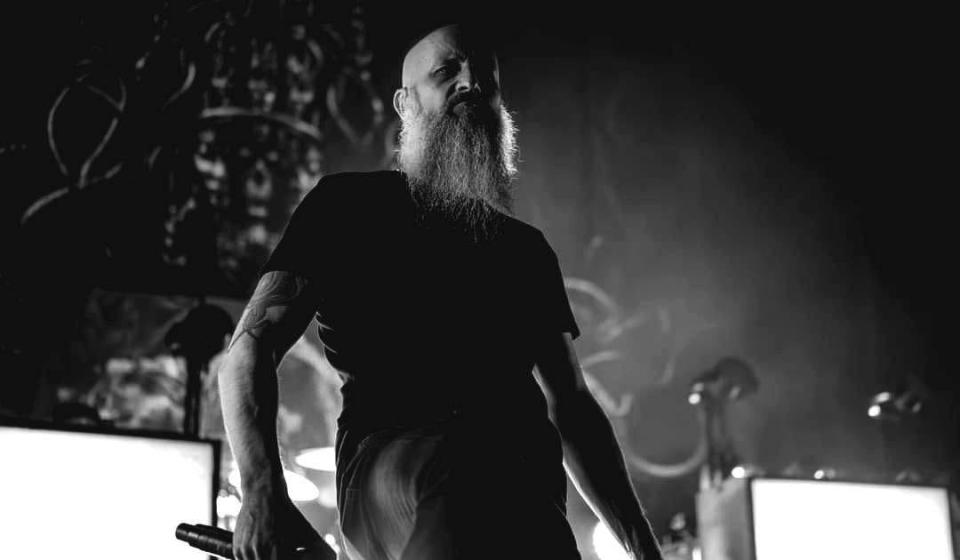 Josh Harris specializes in black-and-white photography, including of rock bands like this image of a member of Meshuggah. The Stark County resident's first solo art show is Feb. 2 at The Hub Art Factory in downtown Canton.