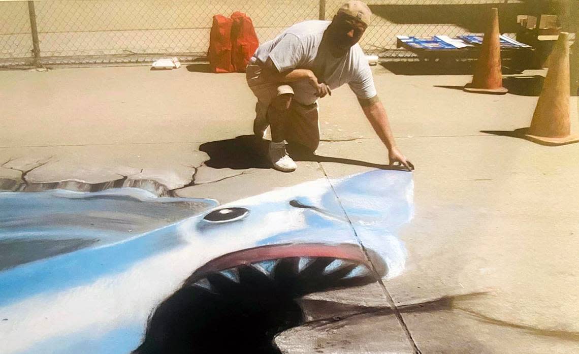 Ed “Butch” Reuscher posted this photo of a shark painting on his Facebook page.