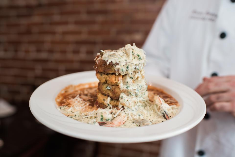 Seafood Napoleon at Fremin's Restaurant in downtown Thibodaux.