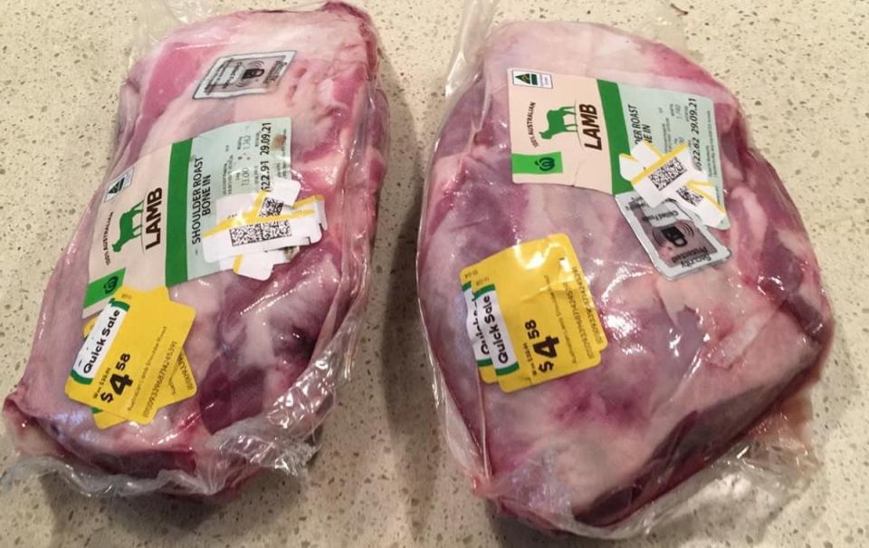 Woolworths lamb shoulders roast on sale. Source: Facebook